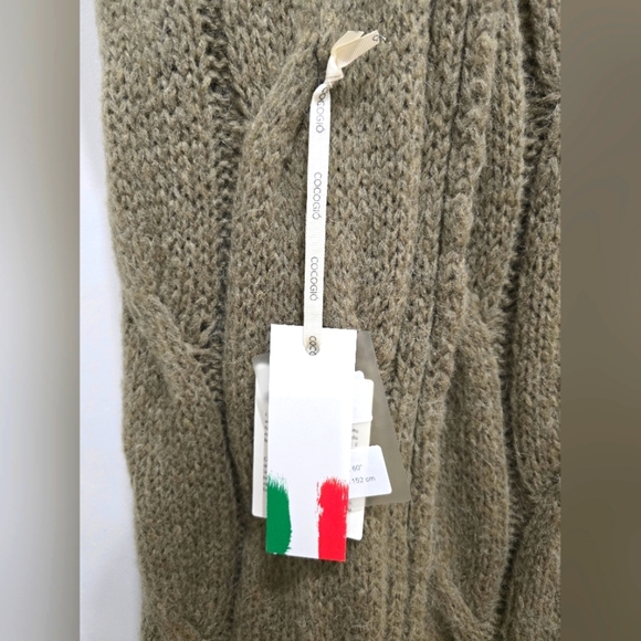 COCOGIO ITALY THROW BLANKET 50x60 Knit Olive Color - Picture 2 of 5